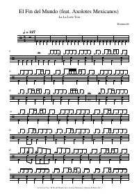 Drum score: La La Love You - El Fin del Mundo (feat. Axolotes Mexicanos)