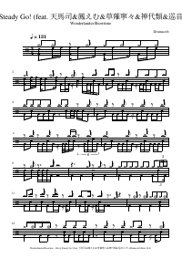Drum score: Wonderlands×Showtime - Glory Steady Go! (feat. 天馬司&鳳えむ&草薙寧々&神代類&巡音ルカ)