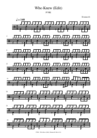 Drum score: P!NK - Who Knew (Edit)