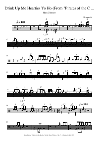 Drum score: Hans Zimmer - Drink Up Me Hearties Yo Ho (From "Pirates of the Caribbean: At World's End"/Score)