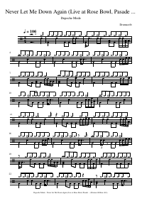 Drum score: Depeche Mode - Never Let Me Down Again (Live at Rose Bowl, Pasadena, CA - June 18, 1988)