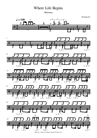 Drum score: Madonna - Where Life Begins