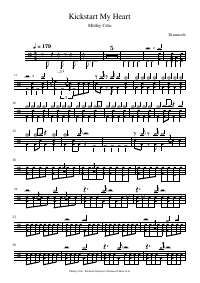 Drum score: Mötley Crüe - Kickstart My Heart
