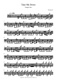 Drum score: Tonight Alive - Take Me Down