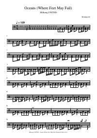 Drum score: Hillsong UNITED - Oceans (Where Feet May Fail)