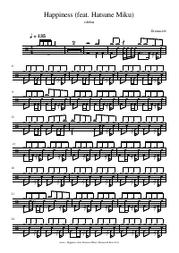 Drum score: otetsu - Happiness (feat. Hatsune Miku)