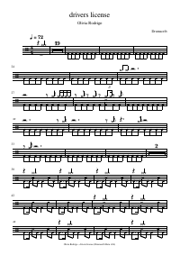 Drum score: Olivia Rodrigo - drivers license