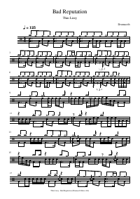 Drum score: Thin Lizzy - Bad Reputation