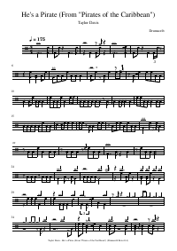 Drum score: Taylor Davis - He's a Pirate (From "Pirates of the Caribbean")