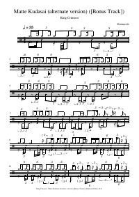 Drum score: King Crimson - Matte Kudasai (alternate version) ([Bonus Track])
