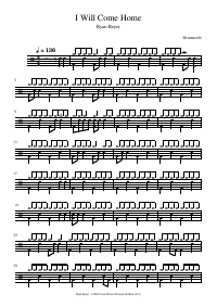 Drum score: Ryan Beyer - I Will Come Home