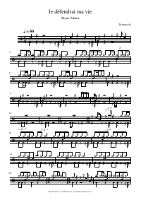 Drum score: Bryan Adams - Je défendrai ma vie