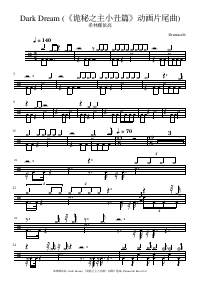 Drum score: 希林娜依高 - Dark Dream (《诡秘之主小丑篇》动画片尾曲)