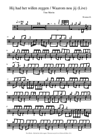 Drum score: Tino Martin - Hij had het willen zeggen / Waarom nou jij (Live)