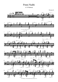 Drum score: A. R. Rahman - Ponni Nadhi