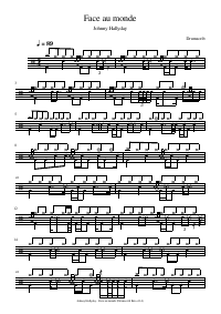 Drum score: Johnny Hallyday - Face au monde