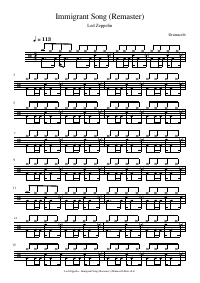 Drum score: Led Zeppelin - Immigrant Song (Remaster)