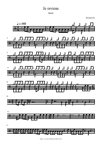 Drum score: Saule - Je reviens