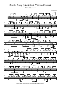 Drum score: Stewart Copeland - Bombs Away (Live) (feat. Vittorio Cosma)