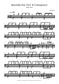 Drum score: Kanye West - Spaceship (feat. GLC & Consequence)