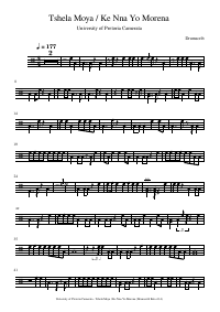 Drum score: University of Pretoria Camerata - Tshela Moya / Ke Nna Yo Morena