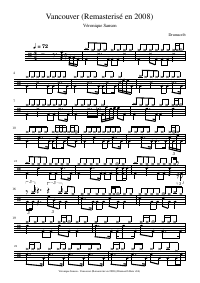 Drum score: Véronique Sanson - Vancouver (Remasterisé en 2008)