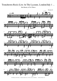 Drum score: Bob Marley & The Wailers - Trenchtown Rock (Live At The Lyceum, London/July 17,1975)