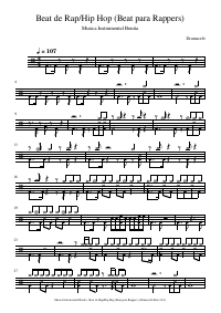 Drum score: Musica Instrumental Bonita - Beat de Rap/Hip Hop (Beat para Rappers)
