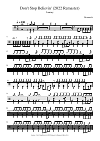 Drum score: Journey - Don't Stop Believin' (2022 Remaster)