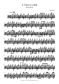 Drum score: Duran Duran - A View to a Kill
