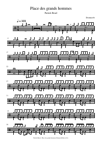 Drum score: Patrick Bruel - Place des grands hommes