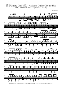 Drum score: IKIZULIVE! & Polka Takahashi (CV: Honon Ayasaki) - 浅草Guilty Girlの歌 - Asakusa Guilty Girl no Uta