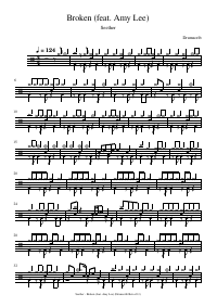 Partitura de batería: Seether - Broken (feat. Amy Lee)
