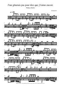 Drum score: William Sheller - J'me gênerais pas pour dire que j't'aime encore