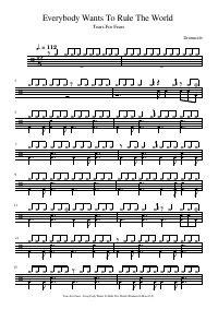 Drum score: Tears For Fears - Everybody Wants To Rule The World