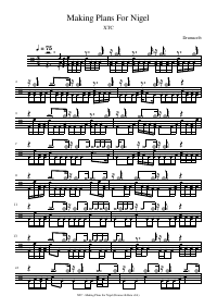 Drum score: XTC - Making Plans For Nigel