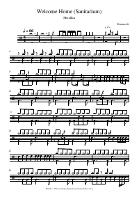 Partitura de batería: Metallica - Welcome Home (Sanitarium)