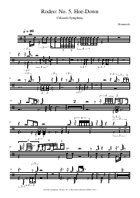 Drum score: Colorado Symphony - Rodeo: No. 5, Hoe-Down