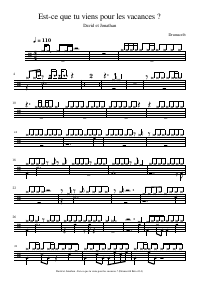Drum score: David et Jonathan - Est-ce que tu viens pour les vacances ?