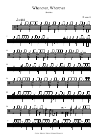 Drum score: Shakira - Whenever, Wherever